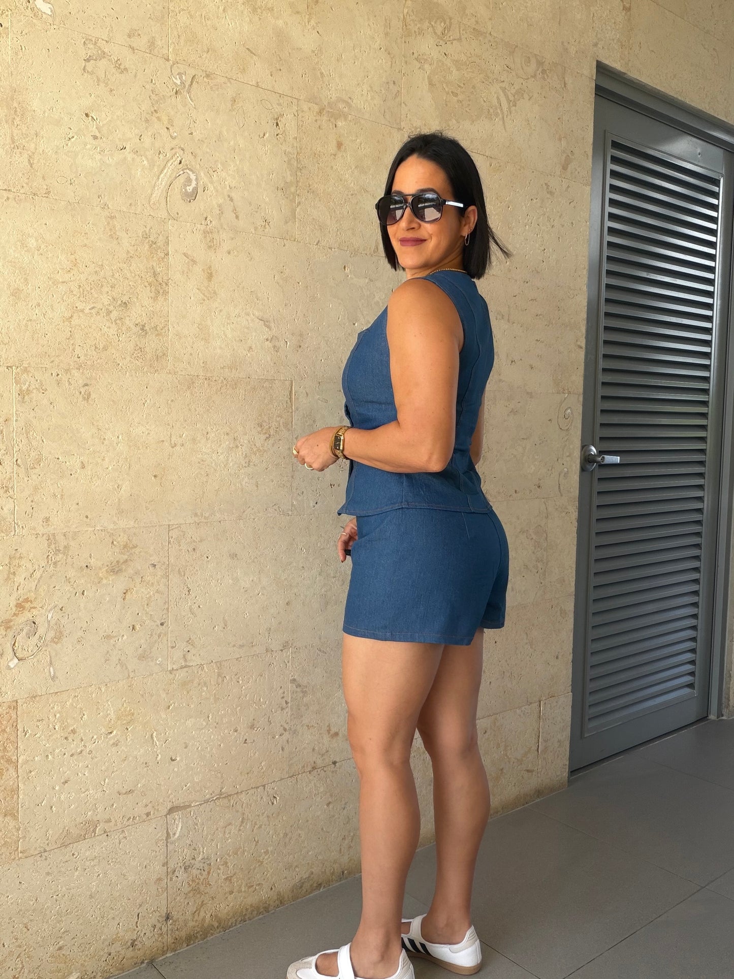 Denim Short Set