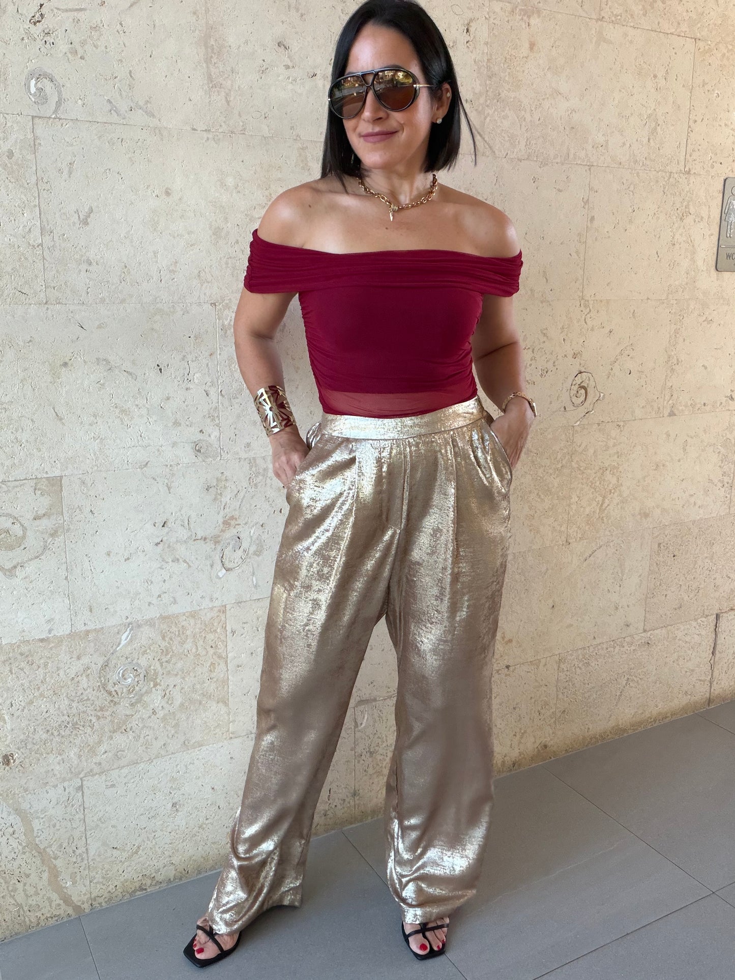 Christie Shimmer Pants Gold