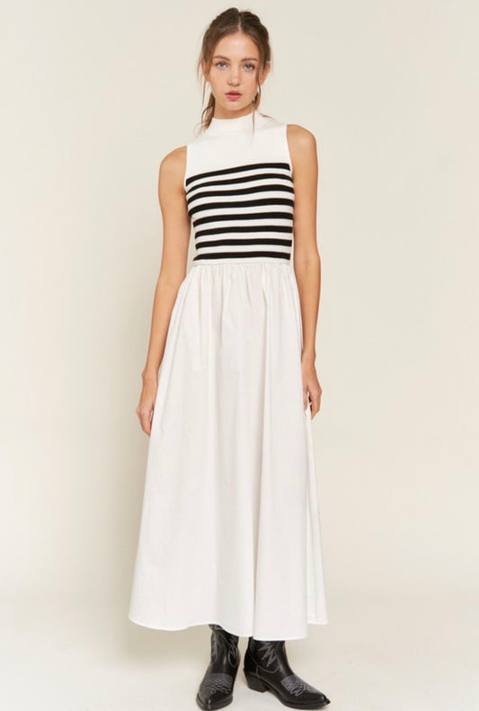 Roa striped midi dress White