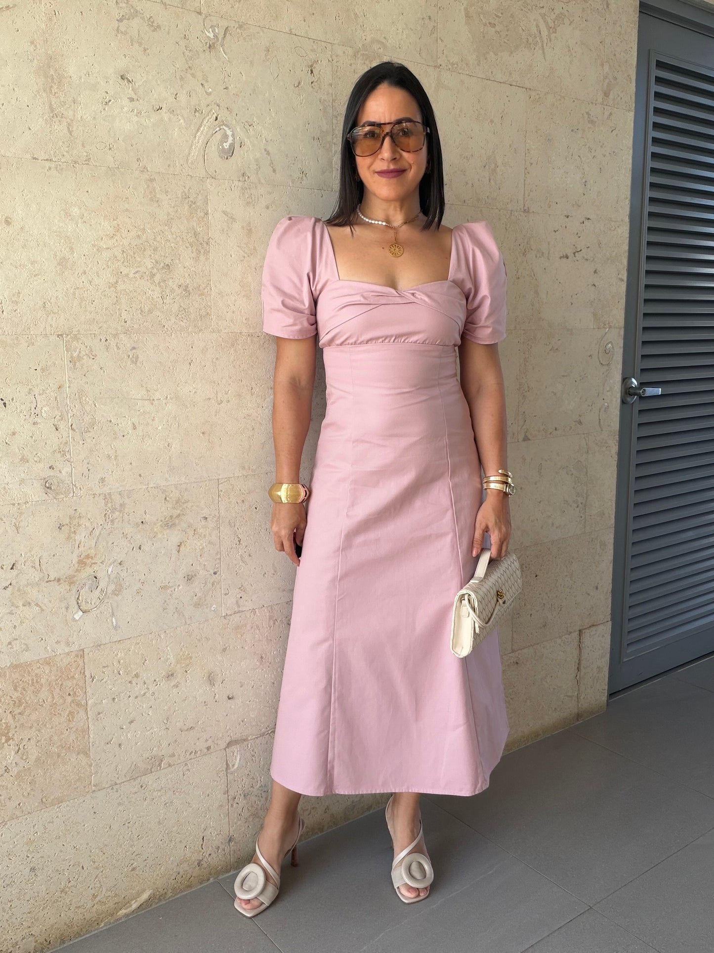 Puff Sleeve Midi Dress