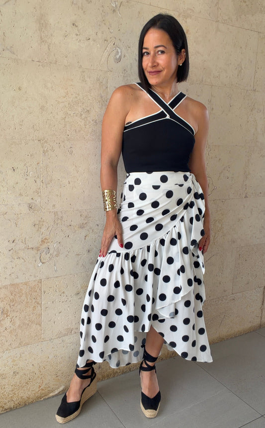Lia Black Polka Dots Print