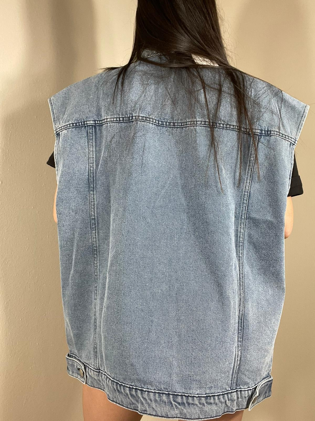 Natalie Oversized Sleeveless Denim Jacket