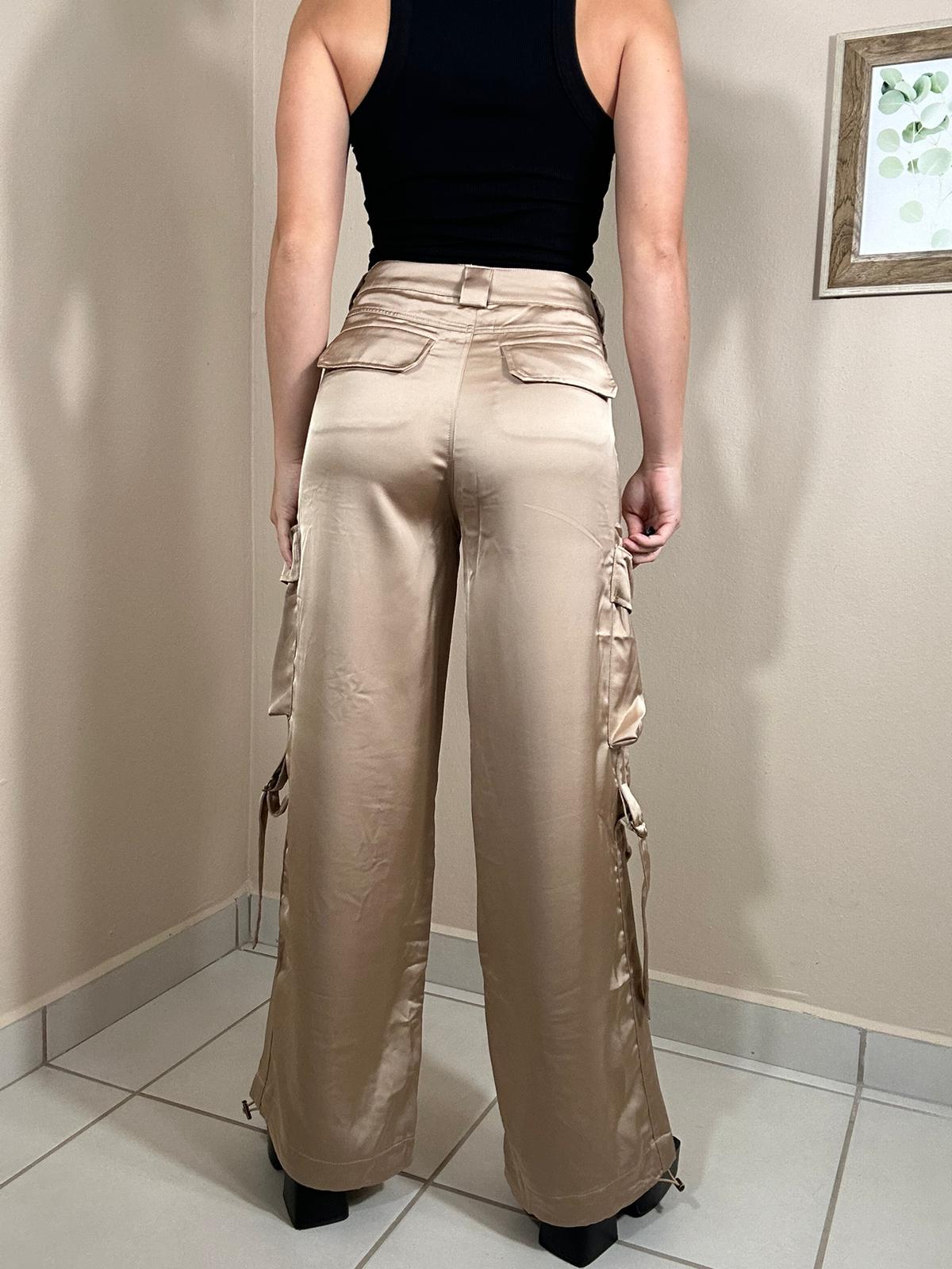 Carol Satin Cargo Pants with Drawstring Hem – Solandis Boutique LLC