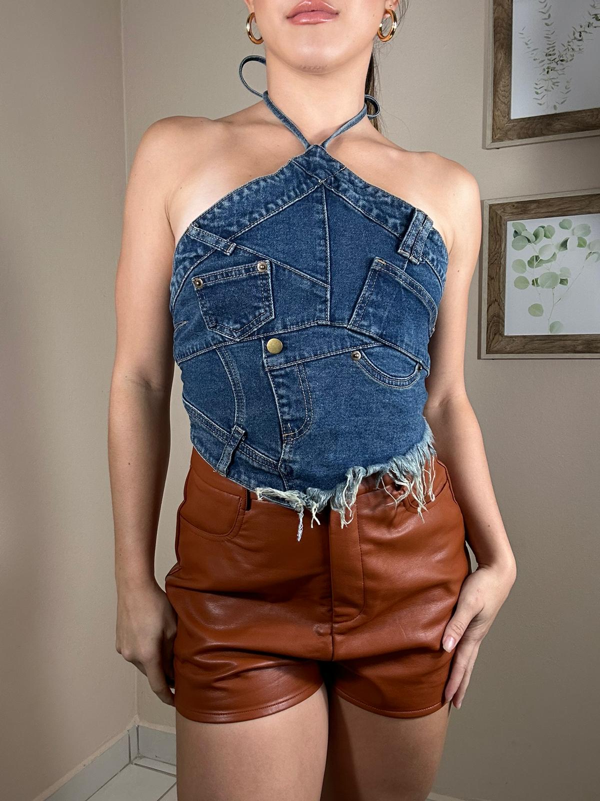 July Denim Halter Top