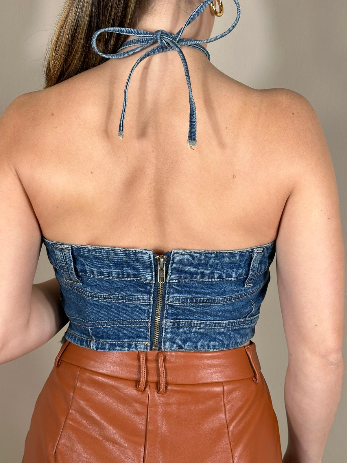 July Denim Halter Top