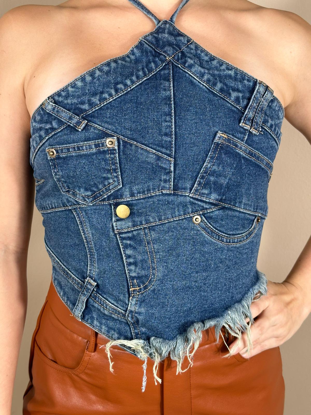 July Denim Halter Top