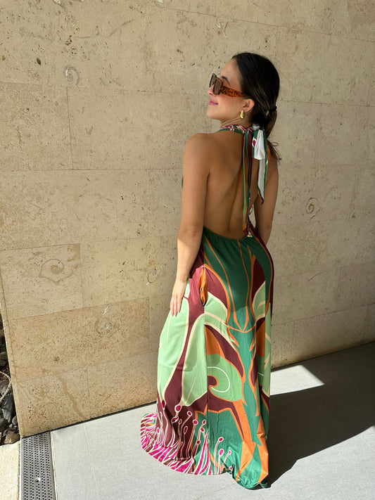 Amalia Printed Halter Maxi Dress