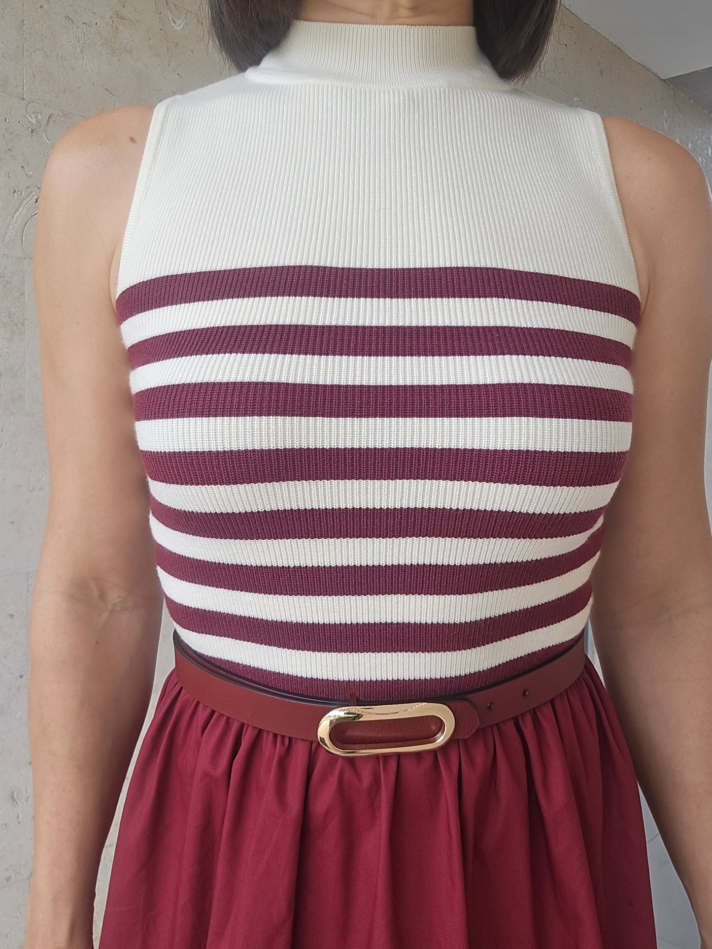Roa striped midi dress Burgundy