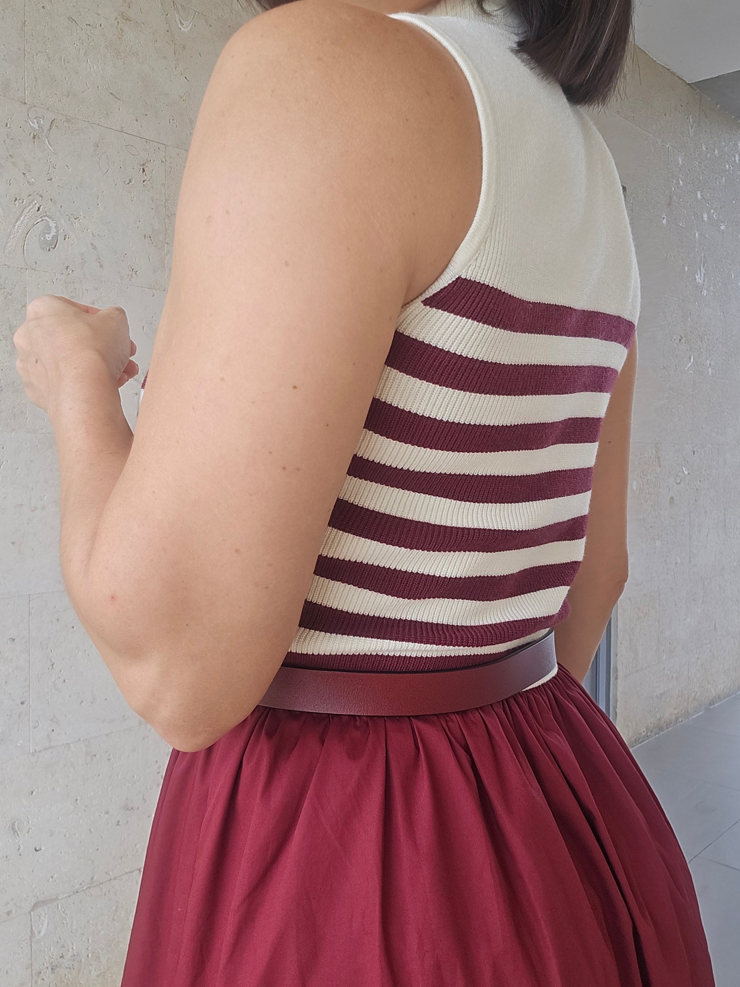Roa striped midi dress Burgundy