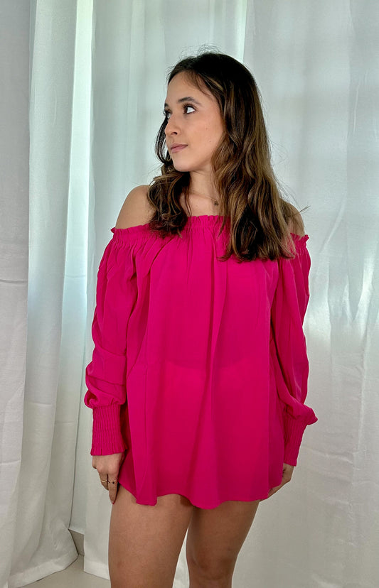 Pink Me Off Shoulder Blouse